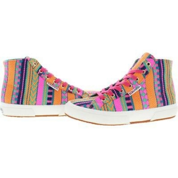 Superga Multi High Top Sneakers In Pink Neon - Picture 2 of 13